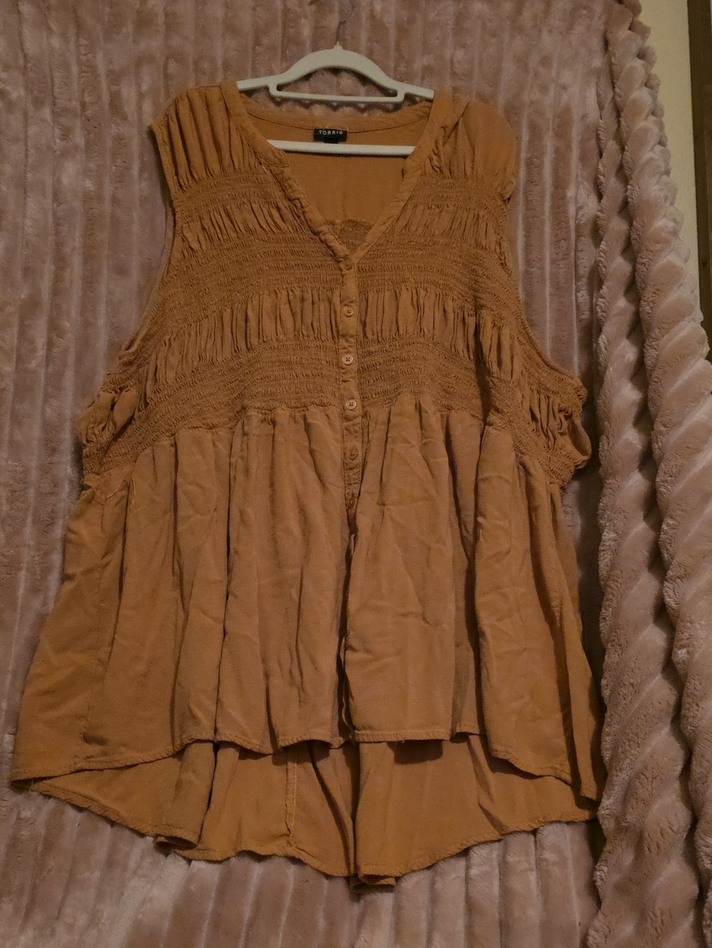 torrid Rust-Colored Smocked Tiered Sleeveless Tank